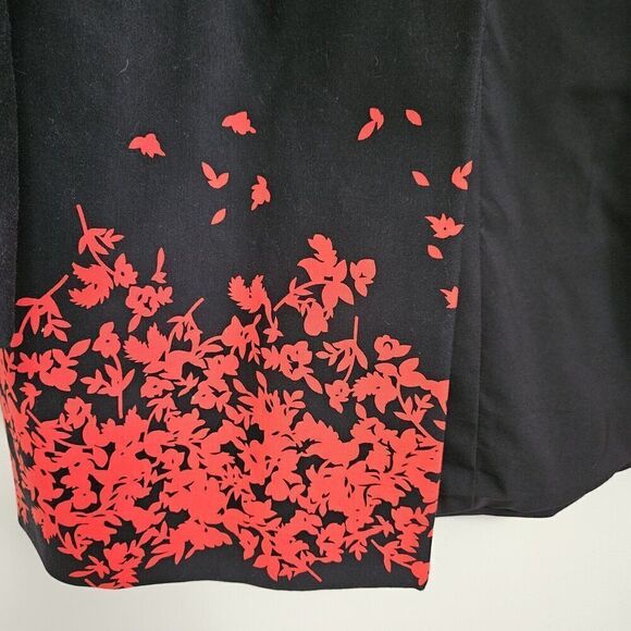 The Limited Blk/Red Floral Border Open Front Dress Jacket Womens Size 10 - Picture 5 of 9
